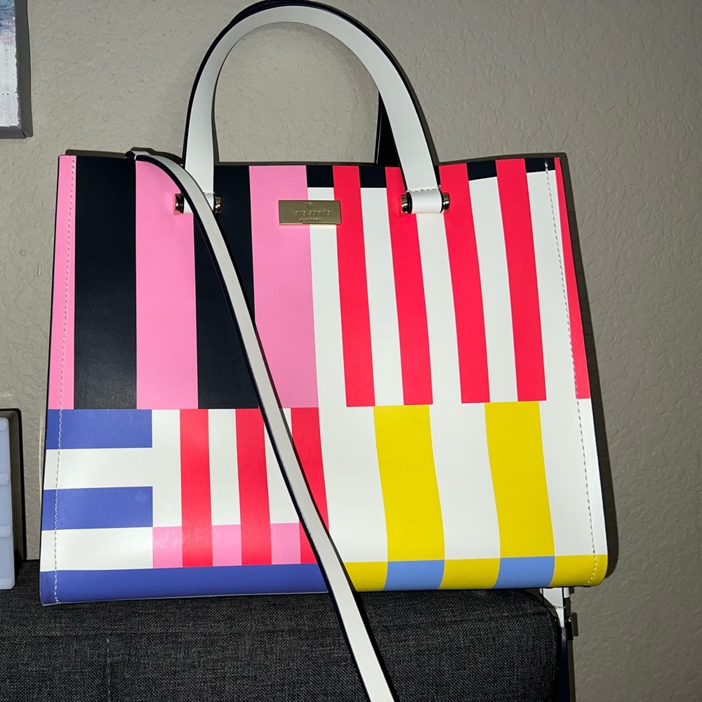 RARE Kate Spade Kyra Flagstripe Arbour Hill Large Handbag Tote Purse